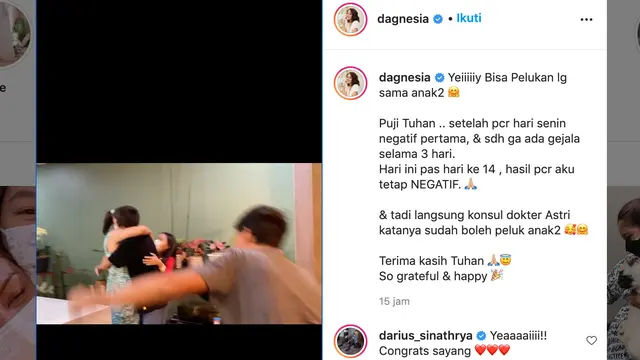 Unggahan Donna Agnesia. (Foto: Instagram @dagnesia)