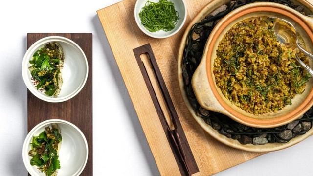 The Roasted Brown Rice menu vegan di restoran bintang Michelin