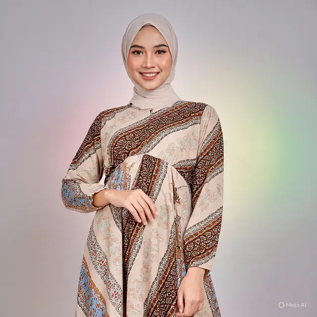 Gamis Aksen Kain Silang Dada: Detail Royal