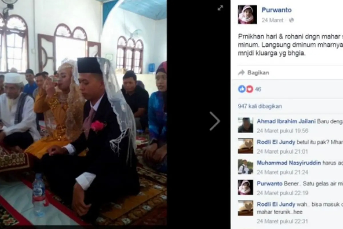 Bermodal Air Putih untuk Mas Kawin, Pria Ini Meminang Kekasihnya