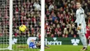 Gol penyeimbang 1-1 Liverpool datang pada menit ke-38. Alexander-Arnold yang berusaha memberikan umpan silang malah dibelokkan pemain Leicester, Wout Faes ke gawangnya sendiri. (AP Photo/Jon Super)