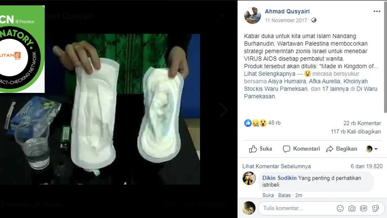 [Cek Fakta] Pembalut Mengandung HIV