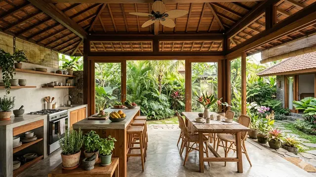 Rumah Mungil Type 45 dengan Dapur Terbuka Menyatu Ruang Makan (Foto: Gemini AI)