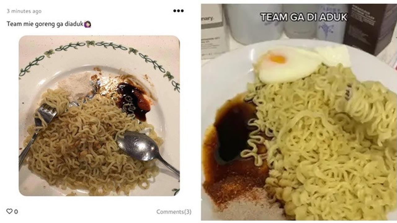 6 Potret Makan Mi Goreng Tidak Diaduk Ini Nyeleneh
