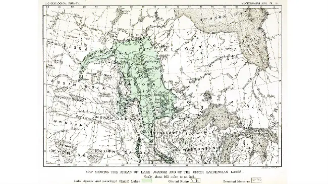 Dugaan letak Danau Agassiz pada masa Bumi purba. (Sumber Wikimedia Commons)
