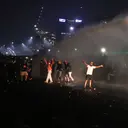 Water Cannon Bubarkan Massa di Gerbang DPR