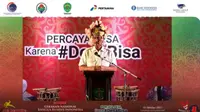 Menteri Koordinator bidang Kemaritiman dan Investasi Luhut Binsar Pandjaitan saat memberikan sambutan pada acara Gernas BBI Kalimantan Timur, Selasa (12/10/2021).