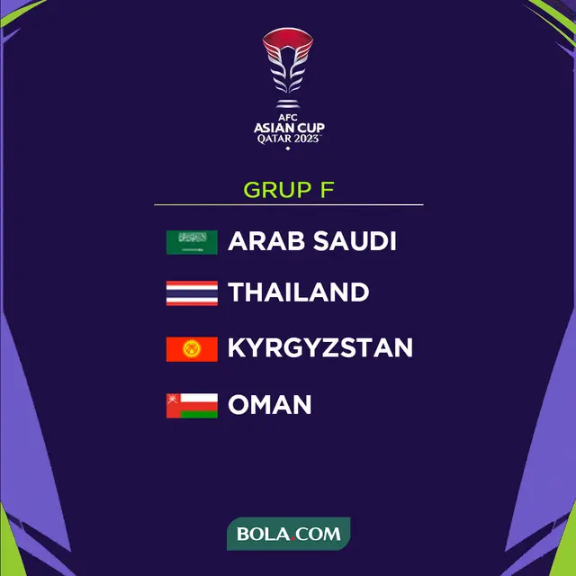 Piala Asia - Grup F Piala Asia 2023: Arab Saudi, Thailand, Kirgistan, Oman