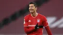 2. Robert Lewandowski (32 gol) - Selain menjadi Top skor Liga Champions, penampilan penyerang asal Polandia ini sangat impresif di tahun 2020. Robert Lewandowski berhasil mencetak 32 gol untuk Bayern Munchen sepanjang tahun 2020. (AFP/Christof Stache/pool)