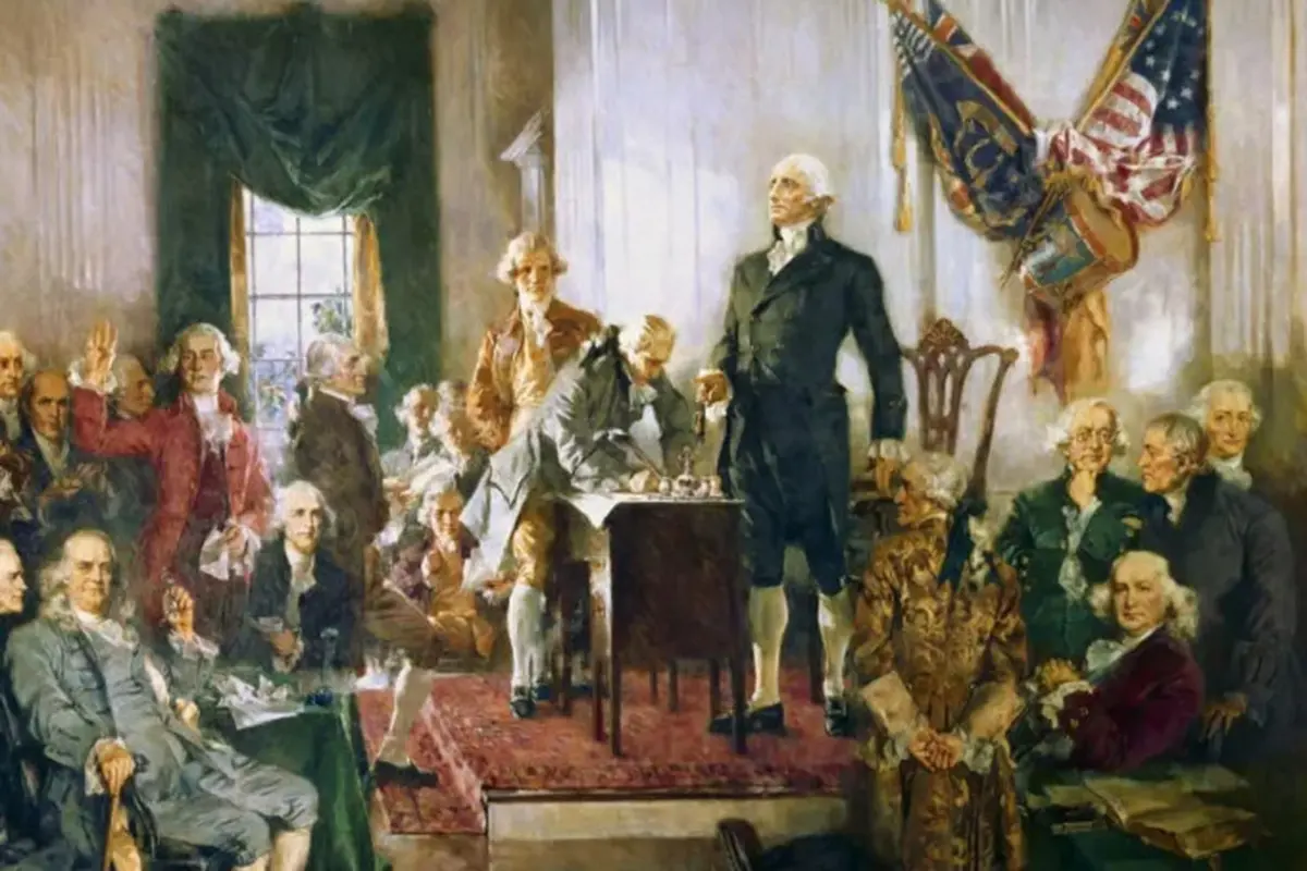 Penandatanganan Konstitusi Amerika Serikat oleh Howard Chandler Christy, 1940 (Wikipedia/Public Domain)