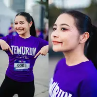 Ikut event lari pertama kali, gaya Prilly Latuconsina tampil unik dengan makeup horor. [@prillylatuconsina96]