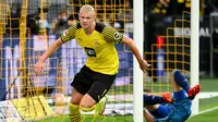 Erling Haaland. Striker Norwegia berusia 21 tahun ini telah tiga musim memperkuat Borussia Dortmund di Bundesliga sejak 2019/2020. Total telah tampil dalam 67 laga di semua kompetisi dengan mencetak 68 gol dan 19 assist. (AFP/Ina Fassbender)