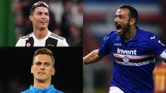Quagliarella semakin kokoh di daftar teratas pencetak gl terbanyak Serie A musim 2018/19. Kini raihan gol nya semakin menjauhi para kompetitor. Bomber Sampdoria kini telah mengmas 26 gol, selisih 5 gol dari mega bintang Juventus, Cristiano Ronaldo. (Kolase Foto AFP)