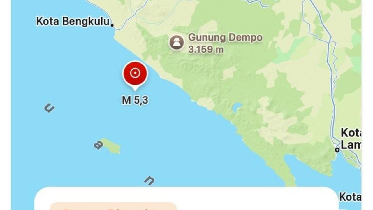 Gempa Bengkulu 5,3 Magnitudo Guncang Bengkulu Selatan, BMKG Ingatkan Potensi Susulan