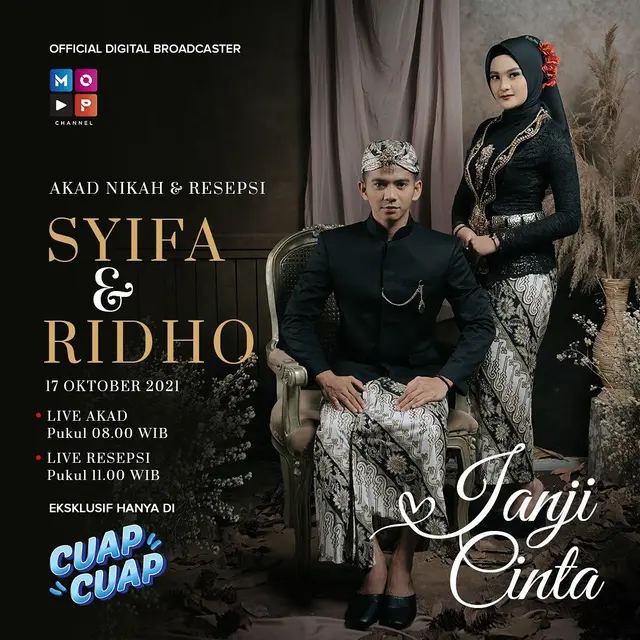 Pernikahan Ridho 2R dan Syifa bakal disiarkan langsung (https://www.instagram.com/p/CVE1rd-FDmo/)