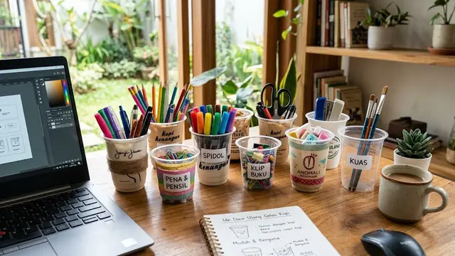 Ide Daur Ulang Gelas Plastik Kopi Bekas yang Mudah Dibuat dan Berguna/AI Generated