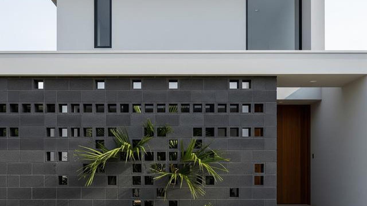 7 Gambar Rumah Minimalis Tampak Depan dengan Kombinasi Dinding Roster, Elegan dan Fungsional