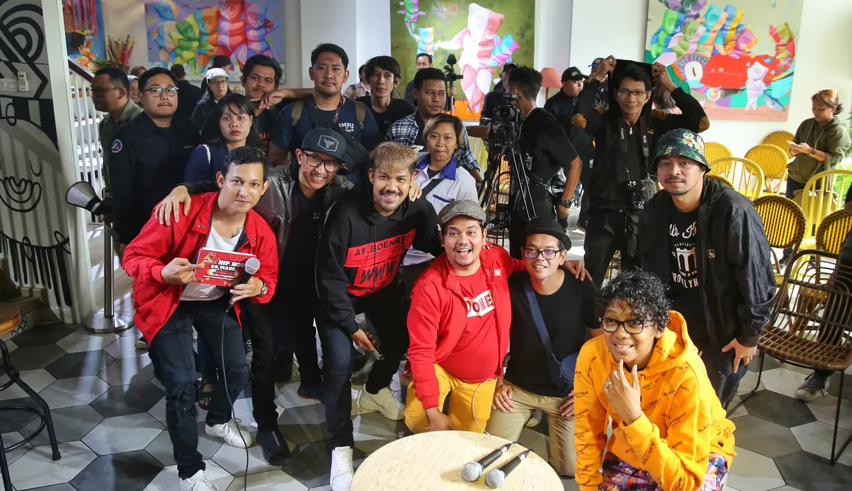 Indra Bekti prescon Hip Hop 29 Mars di kawasan Kemang, Jakarta Selatan, Rabu (19/2/2020). (Adrian Putra/Fimela.com)