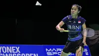 Gregoria Mariska beraksi dalam ajang Swiss Open 2023. (PBSI)