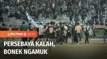 Suporter Persebaya mengamuk setelah tim jagoannya kalah saat menjamu RANS Nusantara pada Kamis (15/09) malam. Para suporter yang dijuluki Bonek merusak sejumlah sarana stadion.
