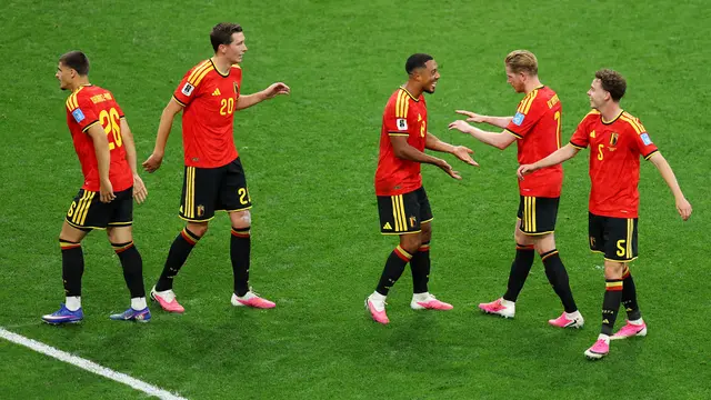 Selebrasi pemain Belgia saat mencukur Selandia Baru di Piala Dunia 2026