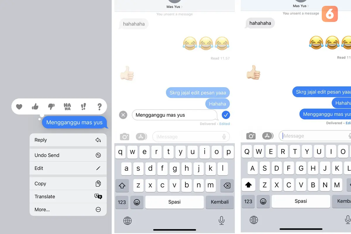 Mengubah pesan di iMessage