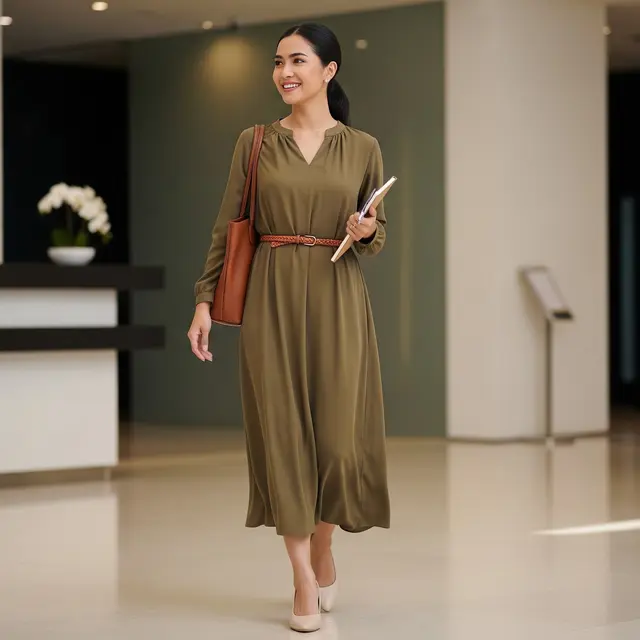 Ide Outfit Wanita Pertama Kali Masuk Kerja Setelah Libur Lebaran (Image by Gemini AI)