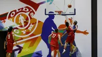 Pemain Timnas Basket Indonesia saat bertanding melawan Satria Muda pada laga uji coba di Tangerang, Jumat (21/7/2017). Timnas Basket menang 82-87 atas Satria Muda. (Bola.com/M Iqbal Ichsan)