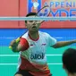 Tommy Sugiarto membuka keunggulan Tim Kualifikasi Piala Thomas Indonesia atas Hong Kong pada babak perempat final di Gachibowli, Hyderabad, India, Jumat (19/2/2016). (Liputan6.com/Humas PP PBSI)