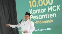 Ketua Umum Partai Kebangkitan Bangsa (PKB) Muhaimin Iskandar atau Cak Imin saat meluncurkan Program 10.000 MCK untuk pondok pesantren se-Indonesia di Pondok Pesantren Miftahul Huda Al Musri, Kabupaten Cianjur, Jawa Barat, Selasa (4/8/2026) (Istimewa)