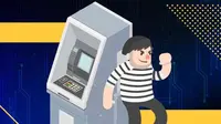 Ilustrasi pembobolan ATM, Ilustrasi: Dwiangga Perwira/Kriminologi.id