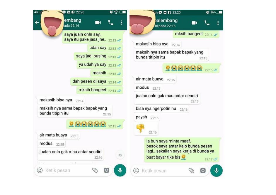 (Foto: Munirah Nhira Atsiqoh/Facbook) Akhirnya pihak penjual mendapat ceramah dan ejekan dari pihak pembeli.