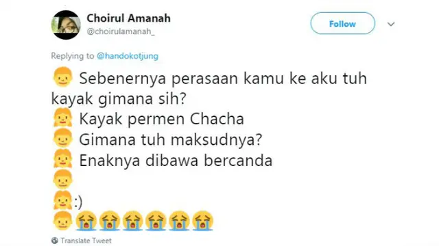 Alih-alih bikin galau berkepanjangan, para warganet justru membuat percakapan kocak soal perasaan.