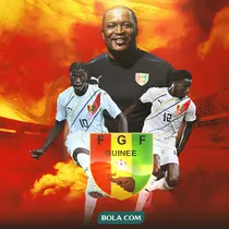 Timnas Guinea - Kaba Diawara, Ilaix Moriba, Ibrahim Diakite (Bola.com/Adreanus Titus)