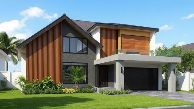 Model Rumah 2 Lantai Atap Segitiga Kontemporer dengan Secondary Skin