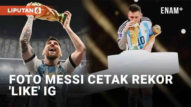 Lionel Messi sukses meraih trofi Piala Dunia 2022 bersama Argentina (18/12/2022). Unggahannya sehari usai juara disukai jutaan kali di Instagram. Hingga Selasa (20/12/2022) siang, jumlah 'like' melewati rekor unggahan Cristiano Ronaldo.