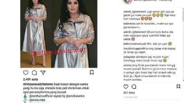 [Bintang] Suka Tampil Eksentrik, Outfit Nindy Ayunda Ini Mirip Jas Hujan