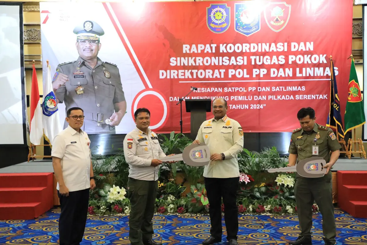 Rapat Koordinasi, Sinkronisasi, dan Sinergitas Penyelenggaraan Tugas dan Fungsi Polisi Pamong Praja dan Pelindungan Masyarakat menjelang Pemilu 2024. (IStimewa)