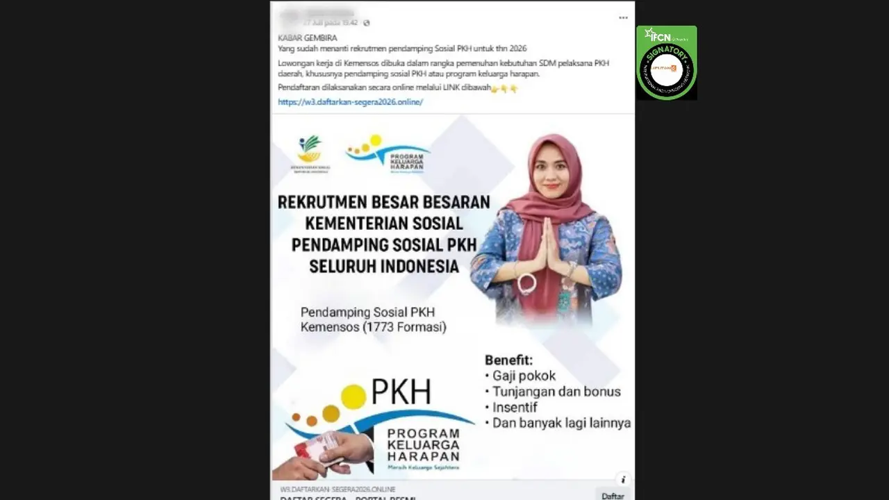 Cek Fakta Liputan6.com mendapati klaim link pendaftaran rekrutmen pendamping PKH 2026.