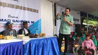 Anggota Komisi III DPR Ahmad Sahroni saat bertemu warga di Jakarta Utara. (Istimewa)