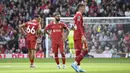 Mohamed Salah dan kawan-kawan di luar dugaan kalah 0-1 dari Nottingham Forest pada pekan keempat Liga Inggris di Stadion Anfield, Sabtu (14/9/2024). (AP Photo/Rui Vieira)