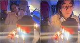Ini momen ketika Ibrahim Risyad memberikan kejutan untuk Salsha. Ketika Ohim berikan kejutan, Salsha terlihat sedang berada di ruang kerja. Dapat kejutan, Salsha tak bisa menyembunyikan rasa bahagianya. Salsha ikut bernyanyi lagu ‘Happy Birthday’ dan memberikan love sign untuk sang suami. Tak lama, kemudian artis kelahiran 2000 ini meniup lilinnya. (Liputan6.com/IG/@salshabillaadr)
