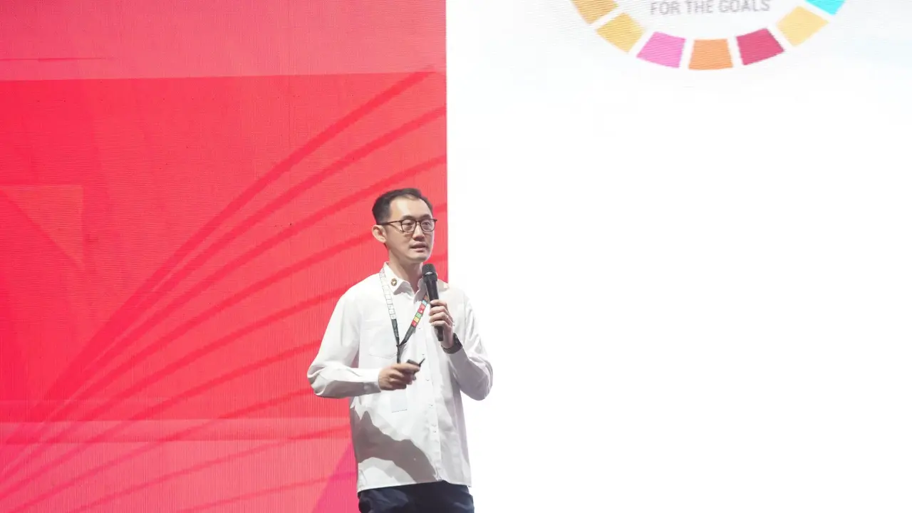 Michael Susanto, Head of Leadership Development & Scholarship Tanoto Foundation, di SDGs Annual Conference 2024 (SAC 2024), Jakarta, Senin 7 Oktober 2024 (Istimewa)