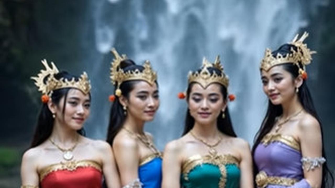 Penampakan 7 Bidadari Mandi di Telaga dalam Kisah Jaka Tarub, Divisualkan oleh AI Terlihat Begitu Nyata