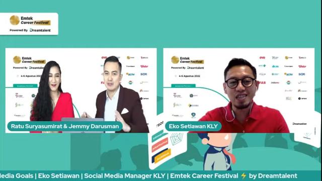 Social Media Manager Kapanlagi Youniverse (KLY)  Eko Setiawan dalam rangkaian acara Emtek Career Festival.