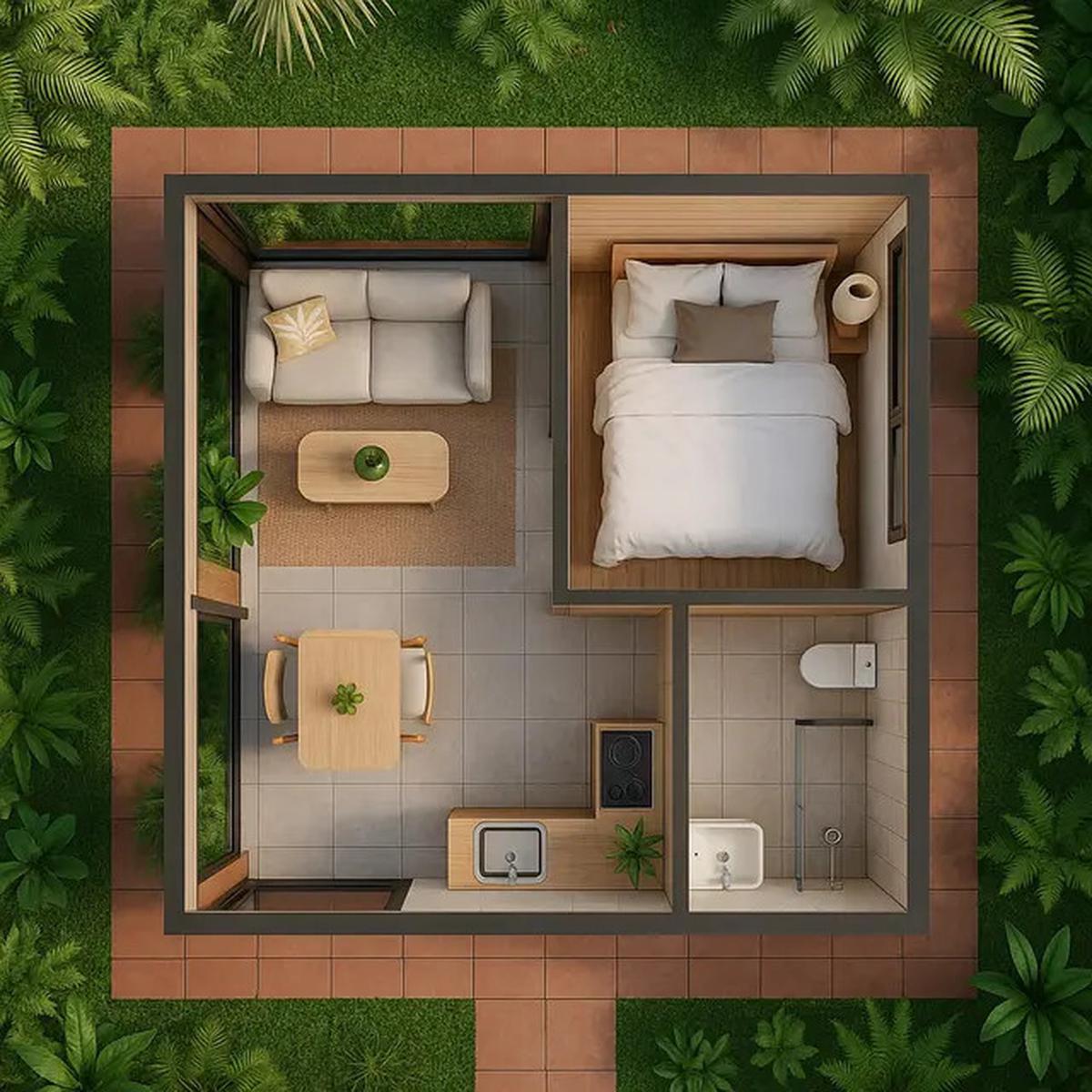 6 Inspirasi Desain Rumah 5x5 Meter dengan 1 Kamar Tidur