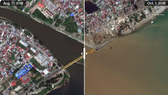 kondisi palu usai gempa dan tsunami (foto: Planet Labs, Quartz)