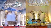 Unik, Resepsi Pernikahan Ini Punya Dua Pelaminan Pisahkan Tamu Pria dan Wanita (sumber: TikTok/@kaka_rias)