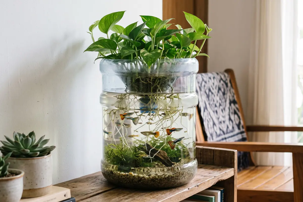 Kolam Mini dari Galon Bekas untuk Ikan Guppy