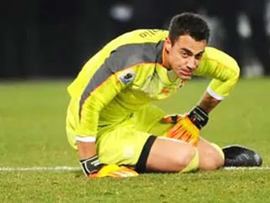 Ekspresi kekecewaan kiper Swiss Diego Benaglio di akhir laga penyisihan Grup H PD 2010 melawan Honduras di Free State Stadium, Bloemfontein, 25 Juni 2010. Skor 0-0. AFP PHOTO / CHRISTOPHE SIMON